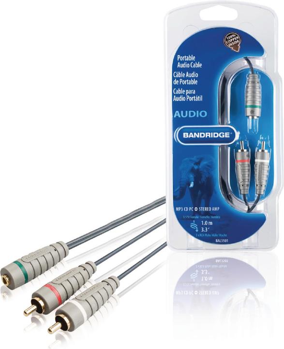 Actual product image Bandridge Audio BAL3501 (1 m, 3.5mm jack (AUX), Cinch)