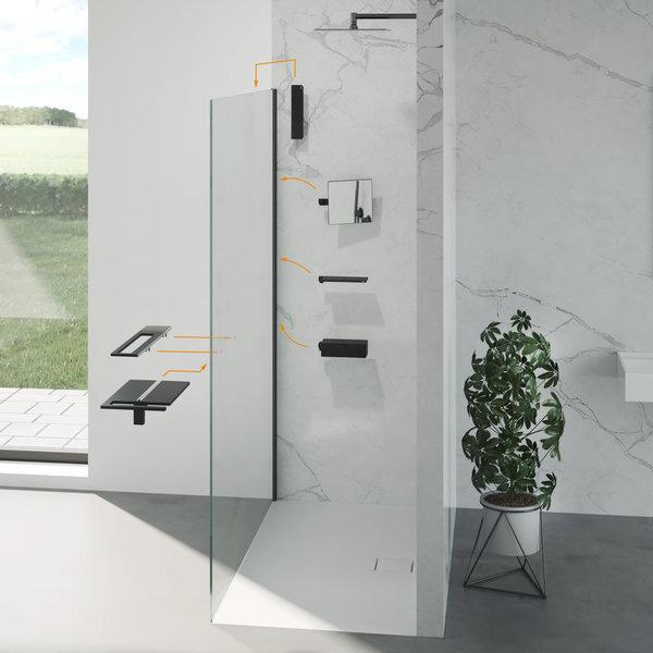 Actual product image Hüppe Select+ side panel, single, crossbar, 8mm glass thickness, width 750mm (211 cm, 75 cm, 11 cm)