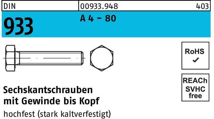 Produktbild Sechskantschraube DIN 933 VG M 24 x 200 A 4 - 80 (1 Schrauben pro Stück)