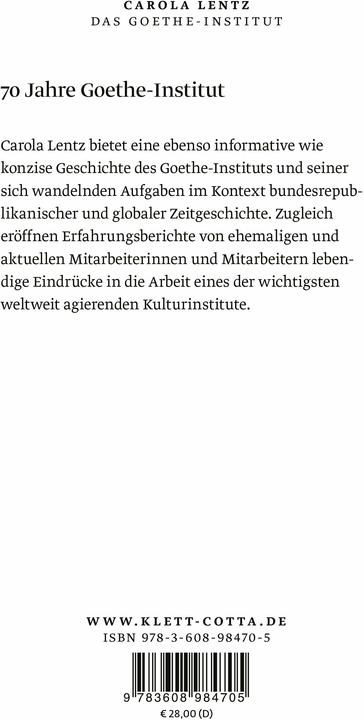 Actual product image Das Goethe-Institut (German, Carola Lentz, 2021)