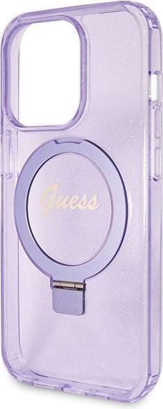 Produktbild Guess GUHMP13XHRSGSU iPhone 13 Pro Max 6.1" fioletowy/purple hardcase Ring Stand Script Glitter MagS (Apple iPhone 13 Pro Max)