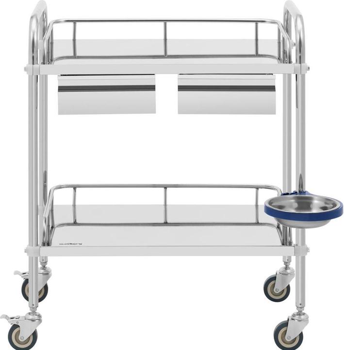 Produktbild Steinberg Laborwagen Edelstahl Aufbewahrungswagen Labor Rollwagen 2 Ablagen 2 Fächer 20 kg