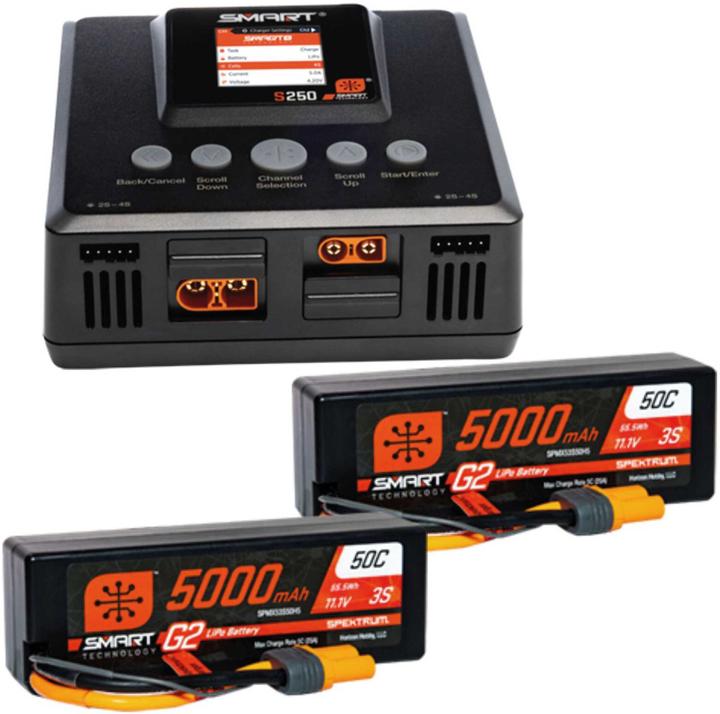 Smart Powerstage 6S Surface Bundle: (2) G2 5000mAh 3S LiPo IC5 & S250 Charger EU (11.10 V, 5000 mAh)