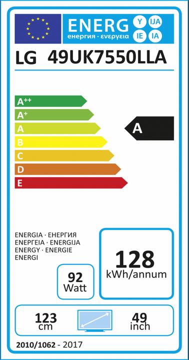 Energie-Label LG 49UK7550PLA (49", LCD, 4K, 2018)