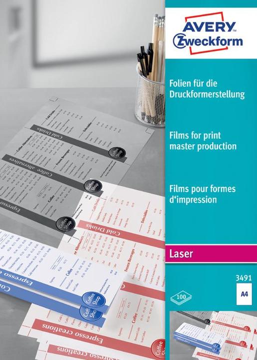 Image du produit Avery Zweckform Film polyester mat transparent (100 g/m², A4, 100 x)