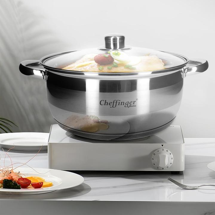 Immagine prodotto Cheffinger 5er-Set Kochtöpfe 20/24/26/28/30 cm (30 cm, Pentola romana, Acciaio inossidabile)