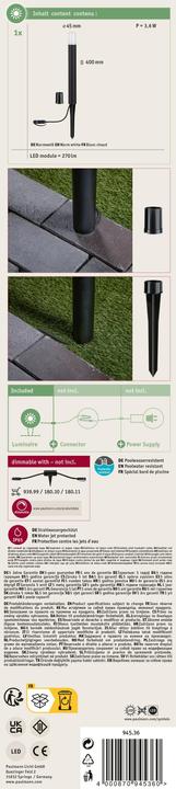Actual product image Paulmann Socket light Plug & Shine Flarea 40 cm 3000 K, extension (270 lm, IP65)