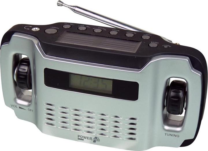 Powerplus Solar Solar – Dynamo – USB-betriebenes LCD-AM/FM-Radio mit integrierter Taschenlampe
