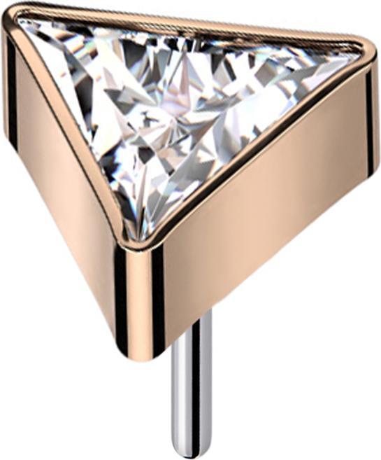 Image du produit Star Piercing Threadless triangle or rose cristal argenté (sans laiton, Titane G23)