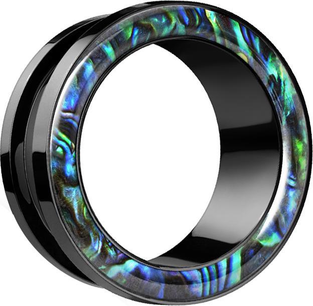 Produktbild Star Piercing Flesh Tunnel schwarz mit Abalone Rand (Chirurgenstahl 316L, ohne Messing)