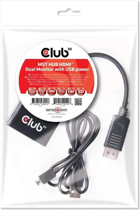 Actual product image Club 3D Multi Streaming Transport Hub DP -2xHDMI (HDMI, 20 cm)