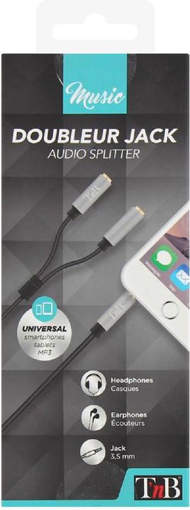 Actual product image T'nB DOUBLEUR JACK 3.5 M/F 20CM (NOIR/GRIS) (0.20 m)