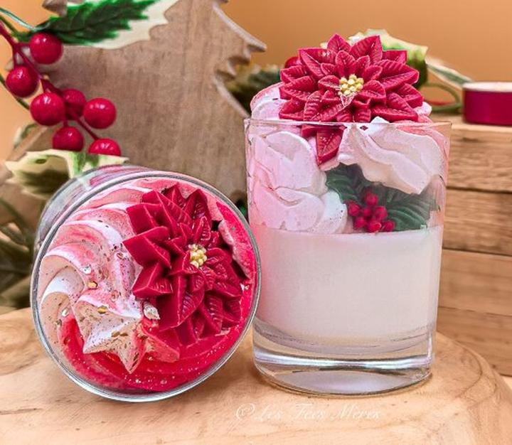 Les Fées Mères Candela aromatica Gourmet Candela profumata Candela regalo di decorazione - Poinsettia - Fatta a (350 g)