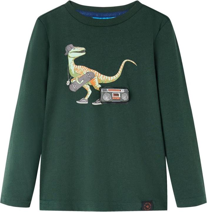 Immagine prodotto VidaXL Camicia a maniche lunghe per bambini verde scuro 116,Materiale: 100 (116)
