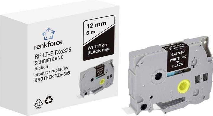 Produktbild Renkforce Schriftband RF-LT-BTZe335 Kompatibel ersetzt Brother TZe-335 12 mm B (1.20 cm, Schwarz)
