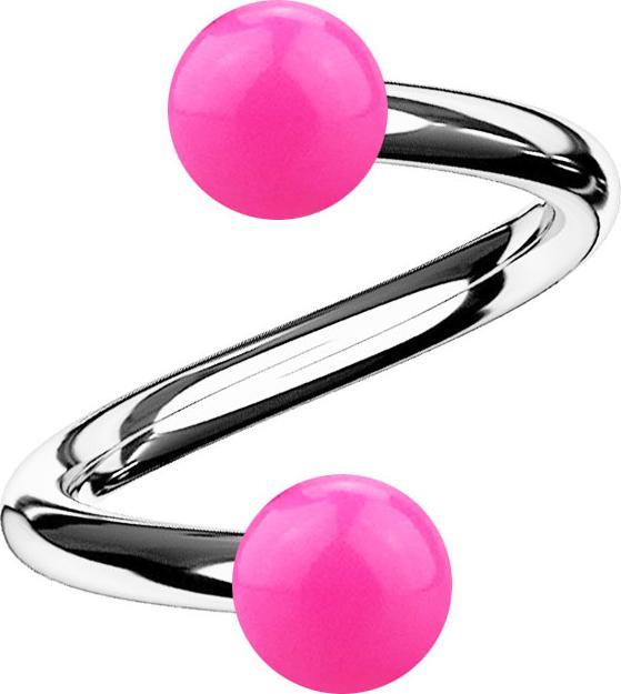 Produktbild Star Piercing Micro Spirale silber mit zwei Kugeln pink (Acryl, ohne Messing, Chirurgenstahl 316L)