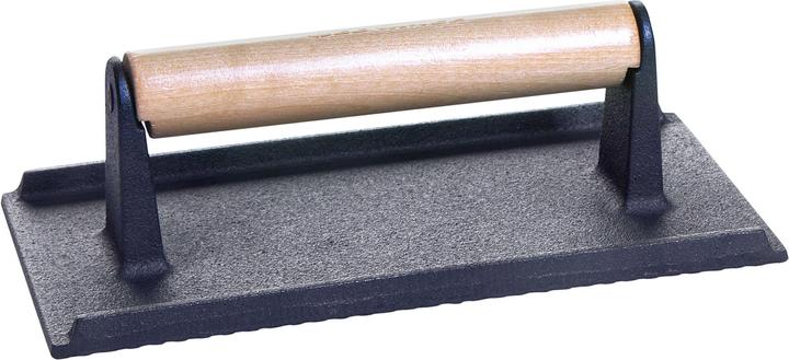 All'Grill Fleisch- und Burgerpresse aus Gusseisen mit Holzgriff 21x11x7 cm