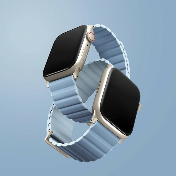 Image du produit Uniq pasek Revix Premium Apple Watch Series 1/2/3/4/5/6/7/8/SE/SE2 38/40/41mm Edition Reversible Mag (Acier inoxydable, Silicone, Cuir véritable)