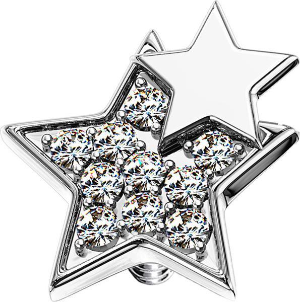 Produktbild Star Piercing Dermal Anchor silber doppelstern mit Kristallen (Messing, Chirurgenstahl 316L)