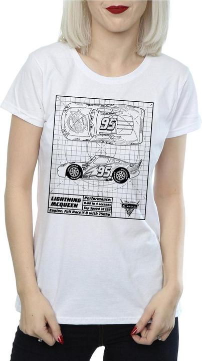 Immagine prodotto Disney Cars Lightning McQueen Blueprint Maglietta Donna (XXL)