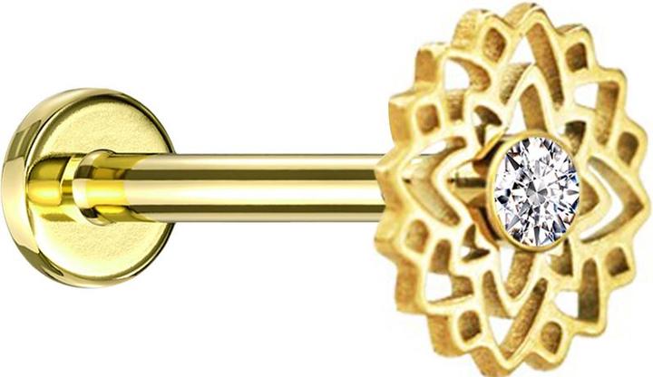 Star Piercing Flared Tunnel schwarz Totenkopf mit Schlange links (ohne Messing, Chirurgenstahl 316L)