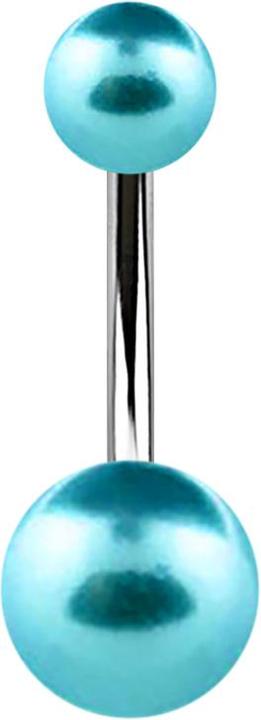 Star Piercing Banane silber mit zwei Perlenkugeln aqua (Chirurgenstahl 316L)