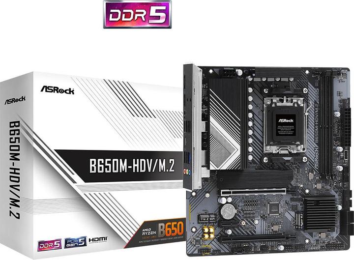 Actual product image AsRock B650M-HDV/M.2 (AM5, AMD B650, mATX)