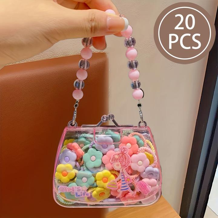 Image du produit Activity Board 20Pcs Sweet Style Harz Haargummis Set für Jugendliche, gemischte Farbe Pflanze Muster, sortierte