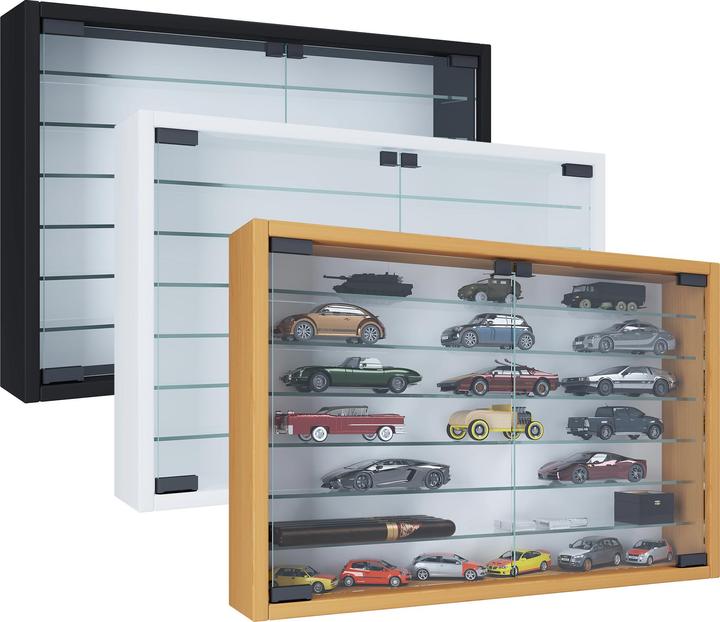 VCM Wooden Glass Hanging Showcase Wall Display Case Collector's Deco Showcase Mandosa XL (60 x 10 x 40 cm)