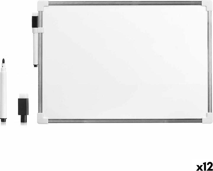 Pincello Magnetisches Whiteboard mit Marker Weiss Aluminium 25 x 35 cm (12 Stück) (25 x 35 cm)