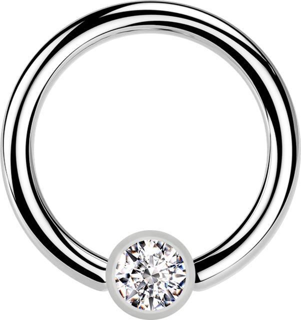 Immagine prodotto Star Piercing Anello con chiusura a microsfera argento e cristallo argento (senza ottone, Acciaio chirurgico 316L)