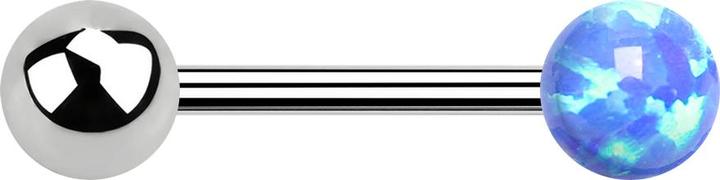 Actual product image Star Piercing Barbell Innengewinde silber mit Kugel und Kugel Opal blau (without brass, Surgical steel 316L)