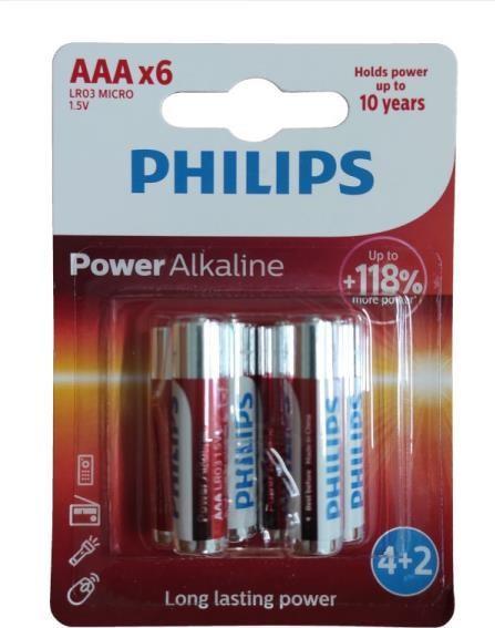 Produktbild Philips Power Alkaline (6) LR03P6BP/10 (6 Stk., AAA)