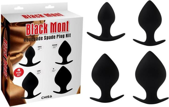Actual product image Chisa Pack 4 Butt Plug Renegade Spade Silicone Black