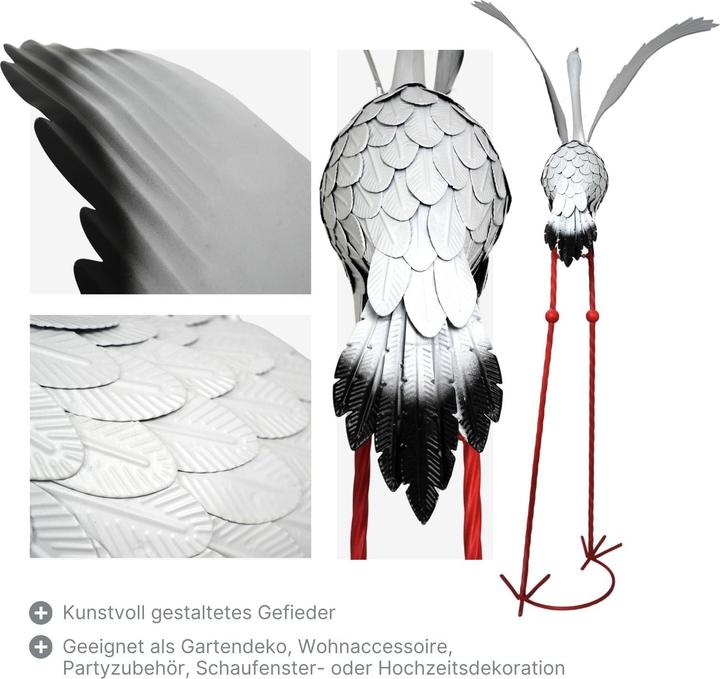 Image du produit Hermex Grue en métal Décoration de jardin Figure de jardin Sculpture de jardin
