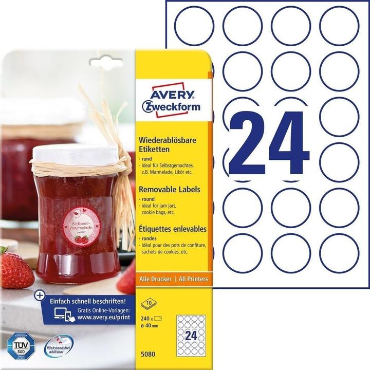 Image du produit Avery Etik Runde. Ø:40mm