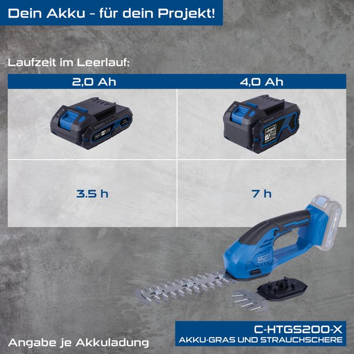 Productafbeelding Scheppach C-HTGS200-X accugras- en buxusschaar (bouwmarkt) (Draadloze heggenschaar)