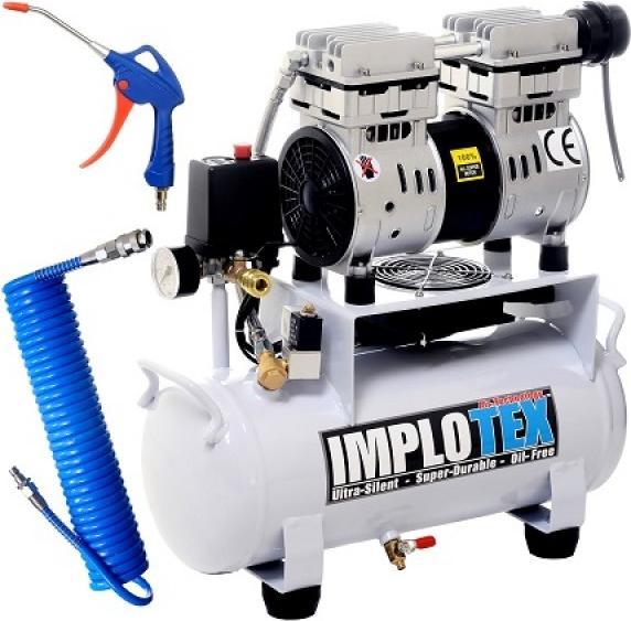 Image du produit Implotex - Flüsterkompressor 850W, 14L, 55dB leise, ölfrei Compressor inkl. Ausblaspistole und Druc (8 bar, 14 l)