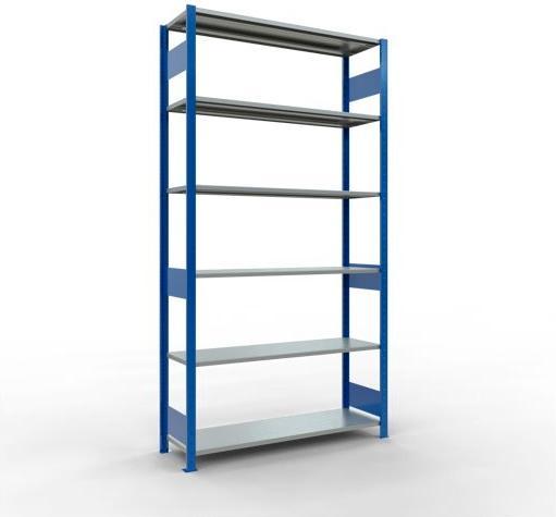 Sistema di scaffalature di base senza viti MULTIplus150 con ripiani di lunghezza