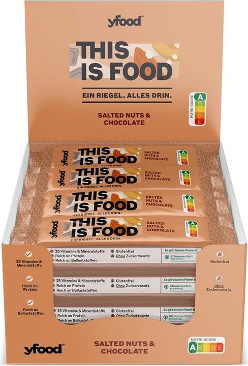 Image du produit YFood Noix salées & Chocolat (Noisette salée & Chocolat, 12 pcs, 720 g)