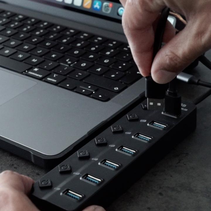 Produktbild Apfelkiste USB 3.0 Hub Adapter mit USB Port Steuerung Tastenschalter 5GB/s, 7 Ports (USB-A, 7 Ports)