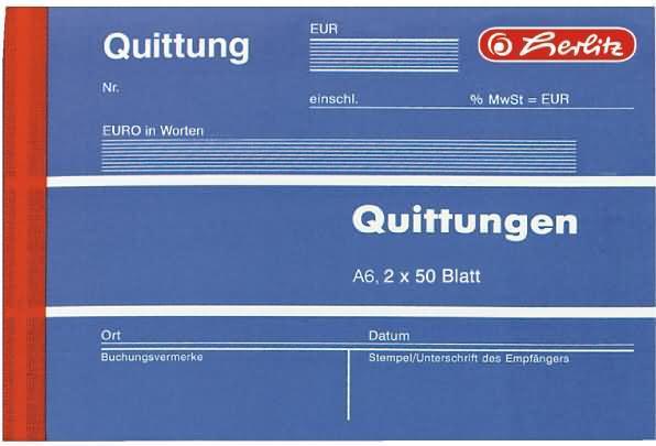 Actual product image Herlitz Receipt pad DIN A6 landscape, not carbonless 1 copy 2x50 sheets. (50 x)