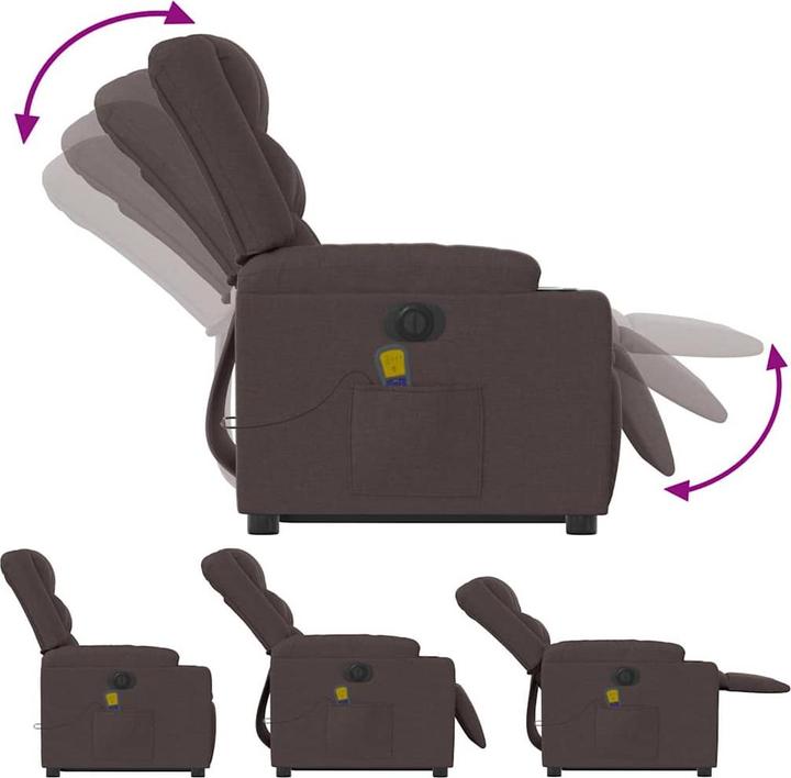 Actual product image VidaXL Electric massage chair with stand-up aid dark brown fabric