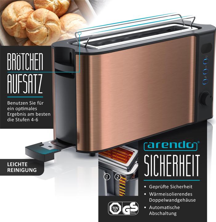Image du produit Arendo Ensemble petit-déjeuner, grille-pain 2 tranches avec grille à brioches et cuiseur à oeufs pour 6