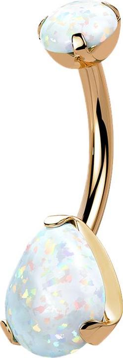 Immagine prodotto Star Piercing Banane rosegold mit Opal und Opal Tropfen weiss (Titanio G23, senza ottone)