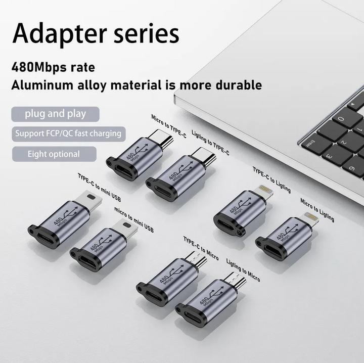 Produktbild PhoneLook Micro USB zu Lightning Hochwertiger Lade-Adapter Stecker Datentransfer 480Mbps (Micro USB, Lightning)