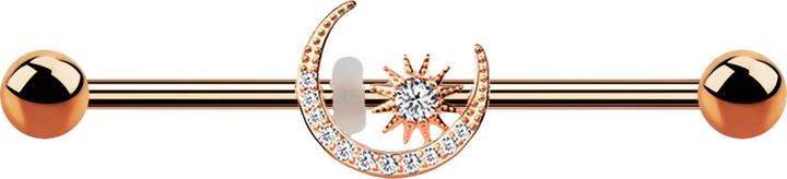 Immagine prodotto Star Piercing Barbell rosegold mit Mond und Stern (Acciaio chirurgico 316L, Ottone)