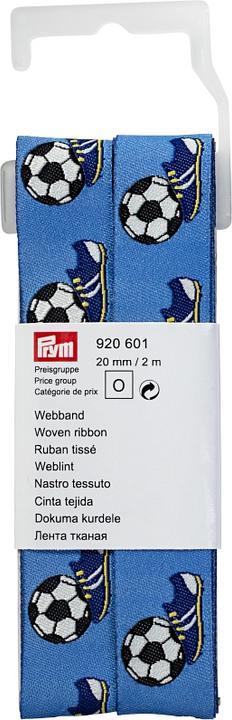 Immagine prodotto Prym Nastro tessuto calcio + scarpe, blu 20 mm, buono 2 m con ganci