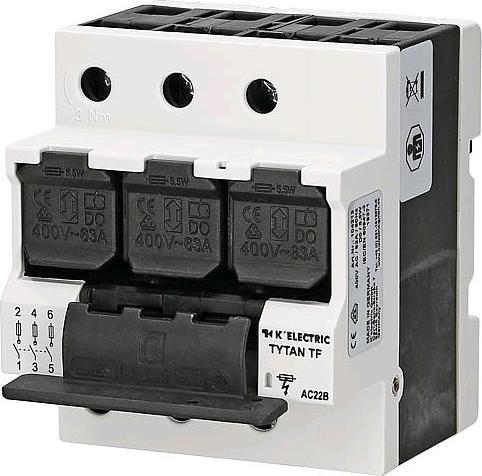 K'Electric TYTAN TF D0Interrupteur-sectionneur tripolaire 4TE (Fusible Neozed, 32 A)