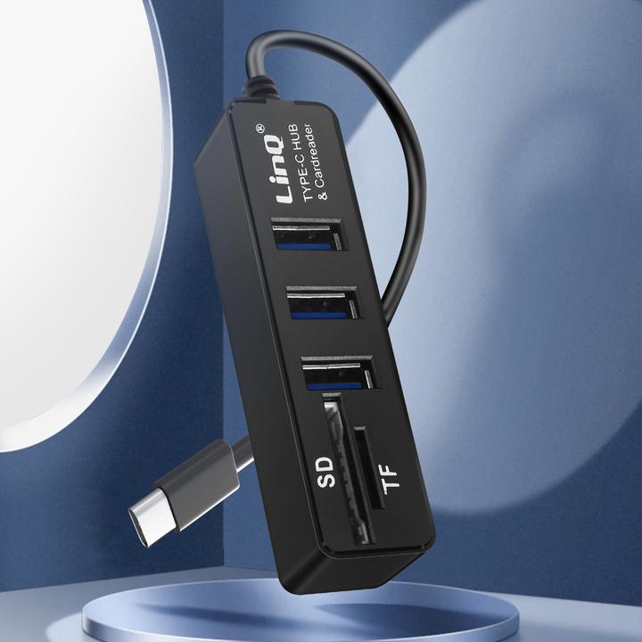 Actual product image LinQ 3 USB ports + SD/Micro SD card reader (USB-C, 3 Ports)